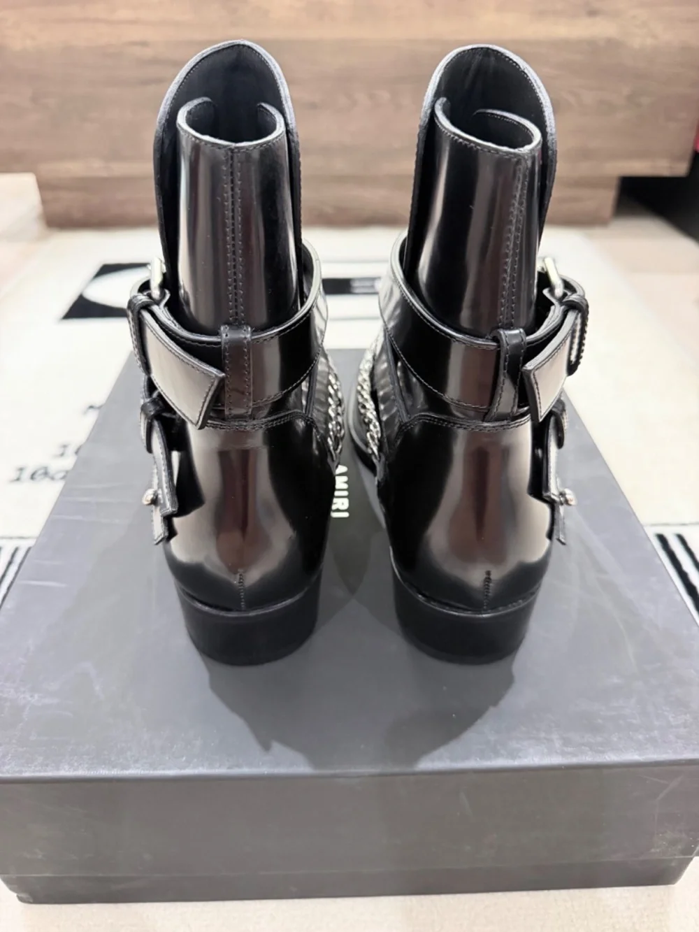 NEW AMIRI Jodhpur Double Strap Chain Calfskin Leather Ankle Boots